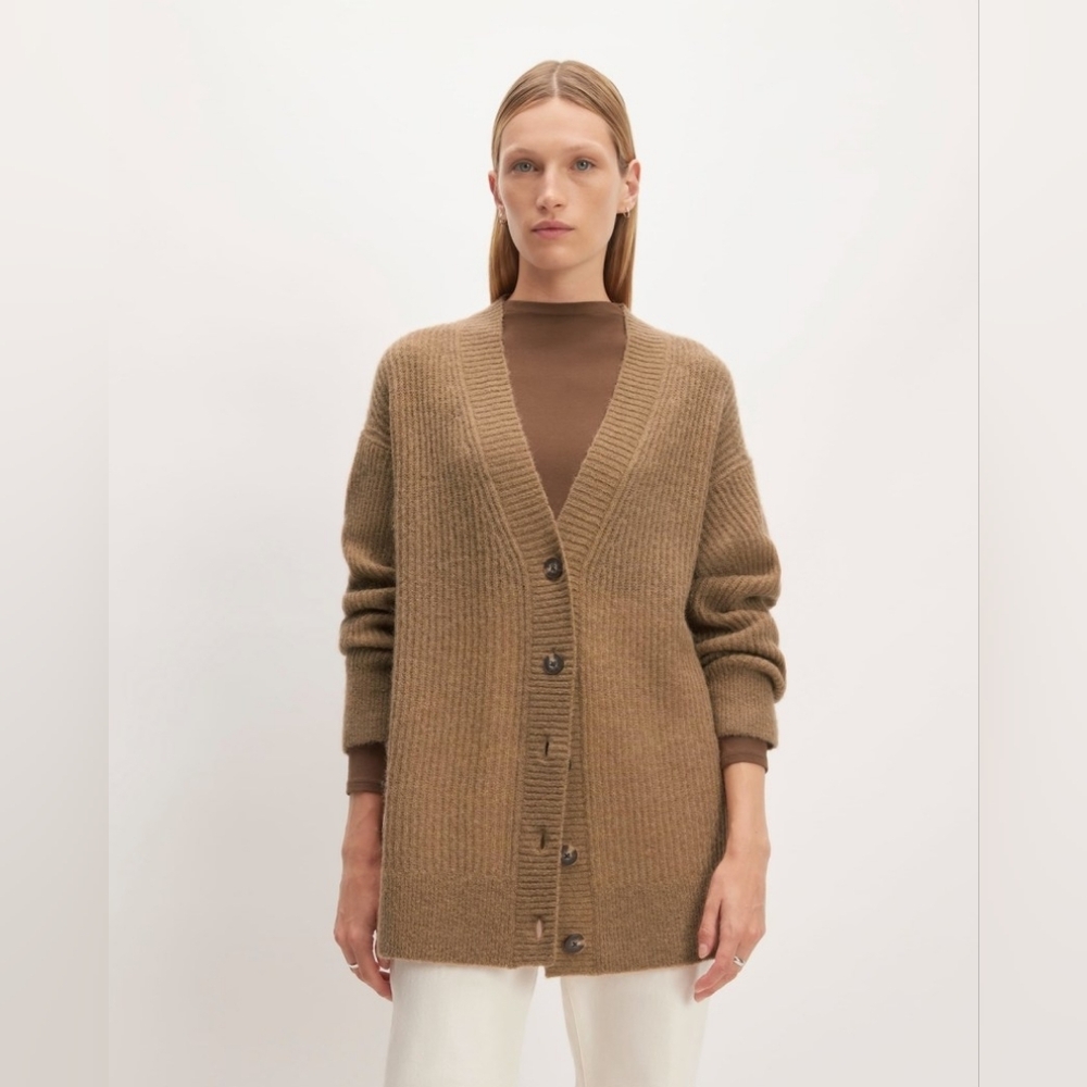Everlane Alpaca Blend Long Brown Cardigian